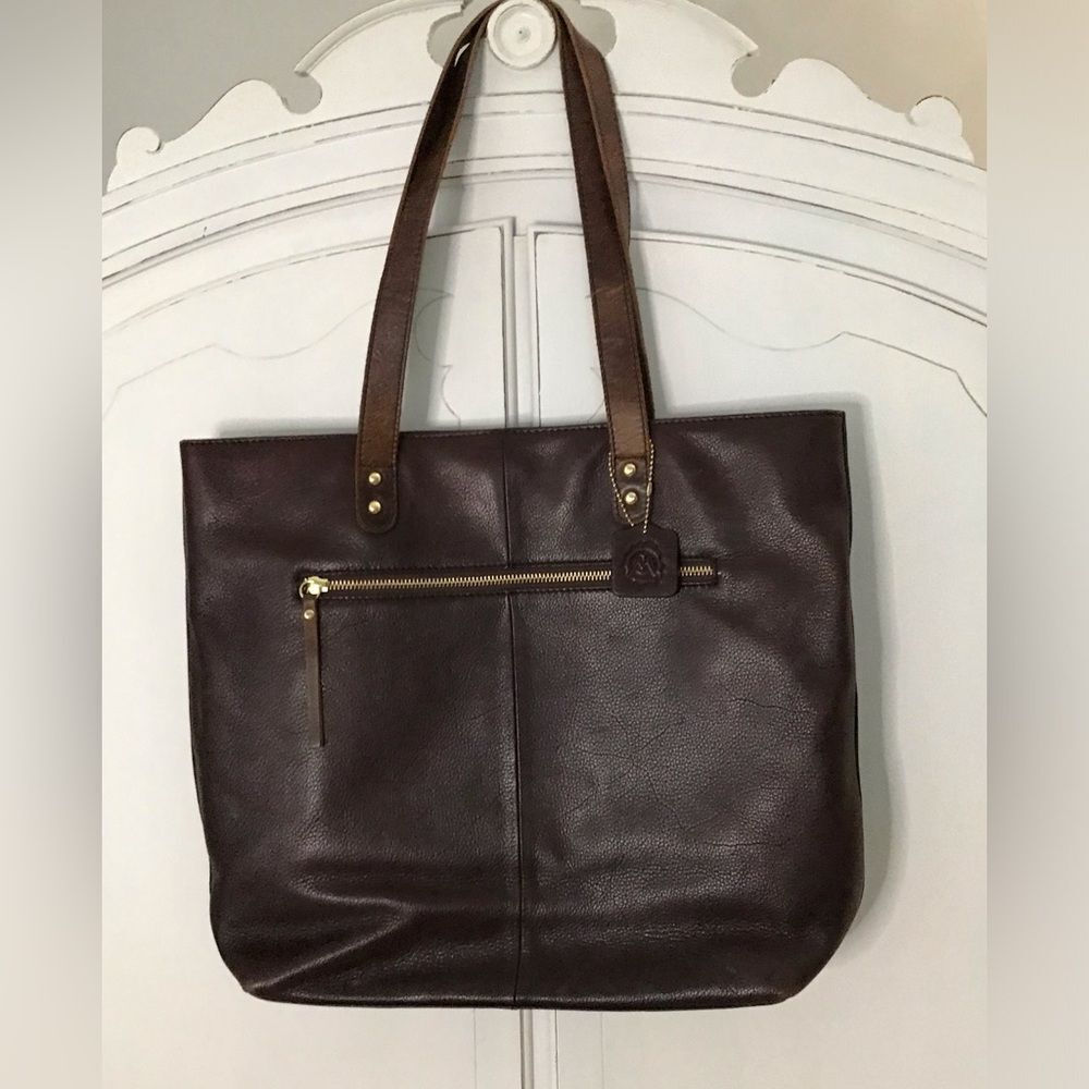 Elegant Brown Leather Tote Bag.